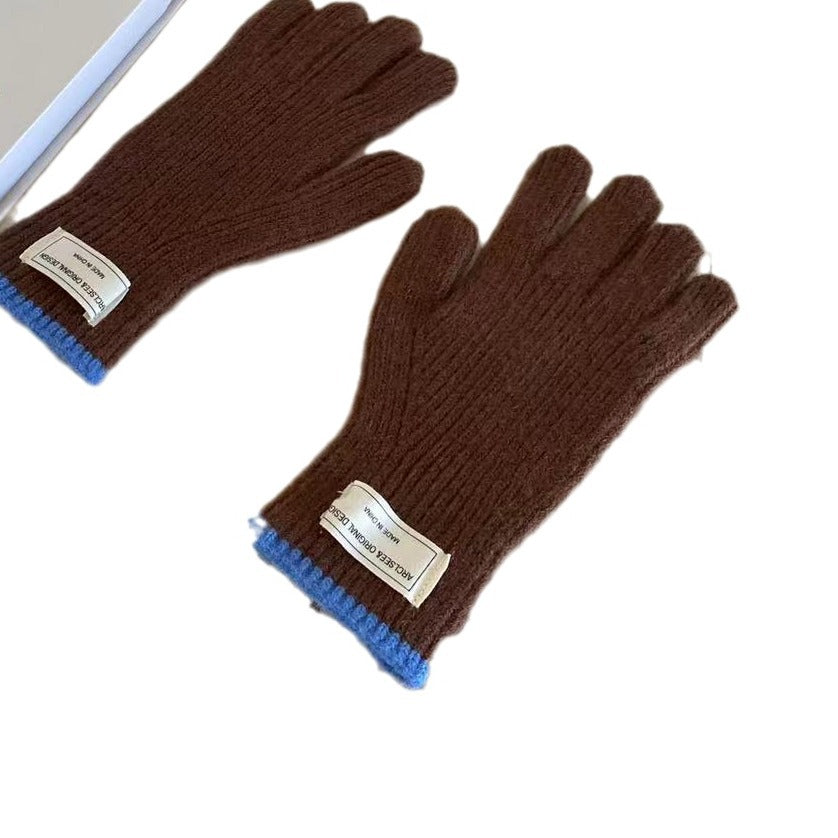 Women's Knitting Wool Touch Screen Finger Windproof Outdoor Gloves