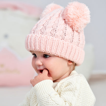 Children's Twisted Woolen Yarn Double Ball Hat Kids' Headwear