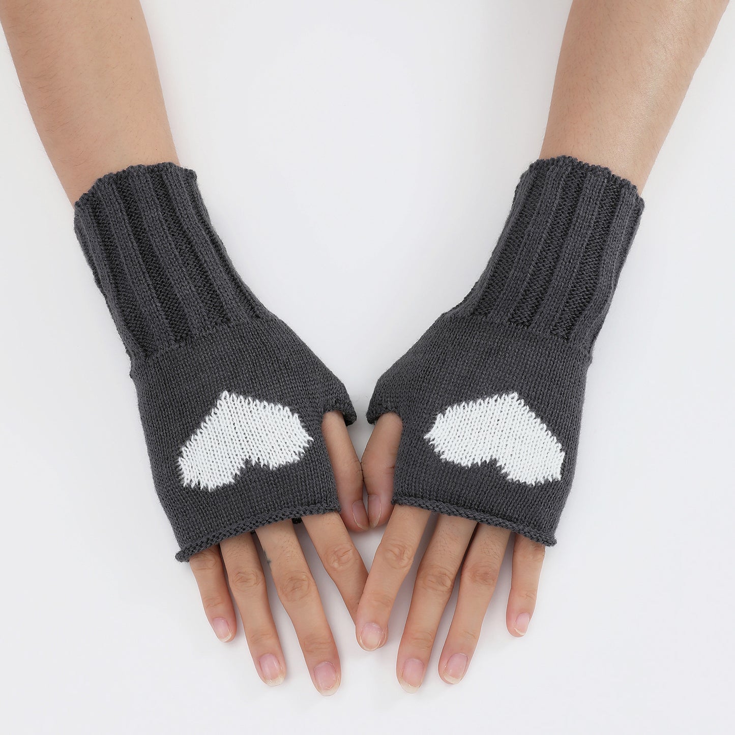 Women's Fashionable Knitted Wool Keep Warm Half Finger Gloves