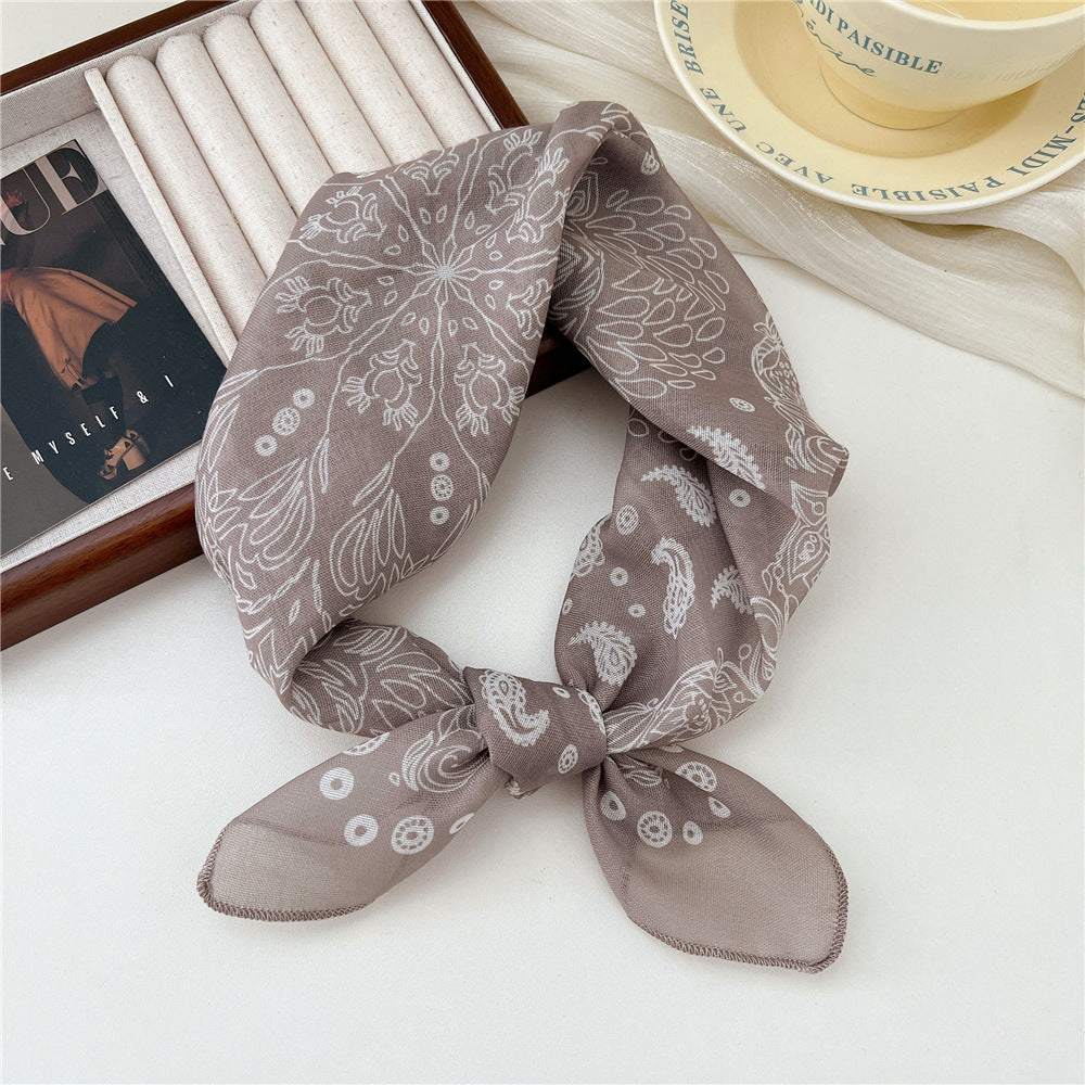 Small Square Towel Silk Female Autumn Summer Bandana Headband Scarfs