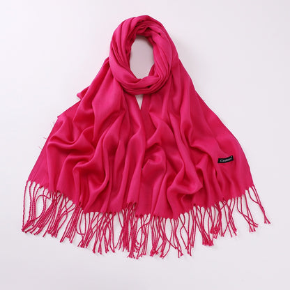 Imitation Cashmere Solid Color Long Warm Scarfs