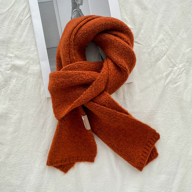 Wool Small Blended Knitted Solid Couple Scarfs