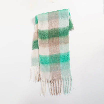 Colorful Plaid Striped Thick Braid Mohair Scarfs