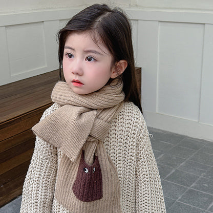 Eye Pocket Cartoon Knitted Warm Boys Scarfs