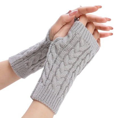 Women's Short Knitting Wool Fashion Fingerless Knit Gloves