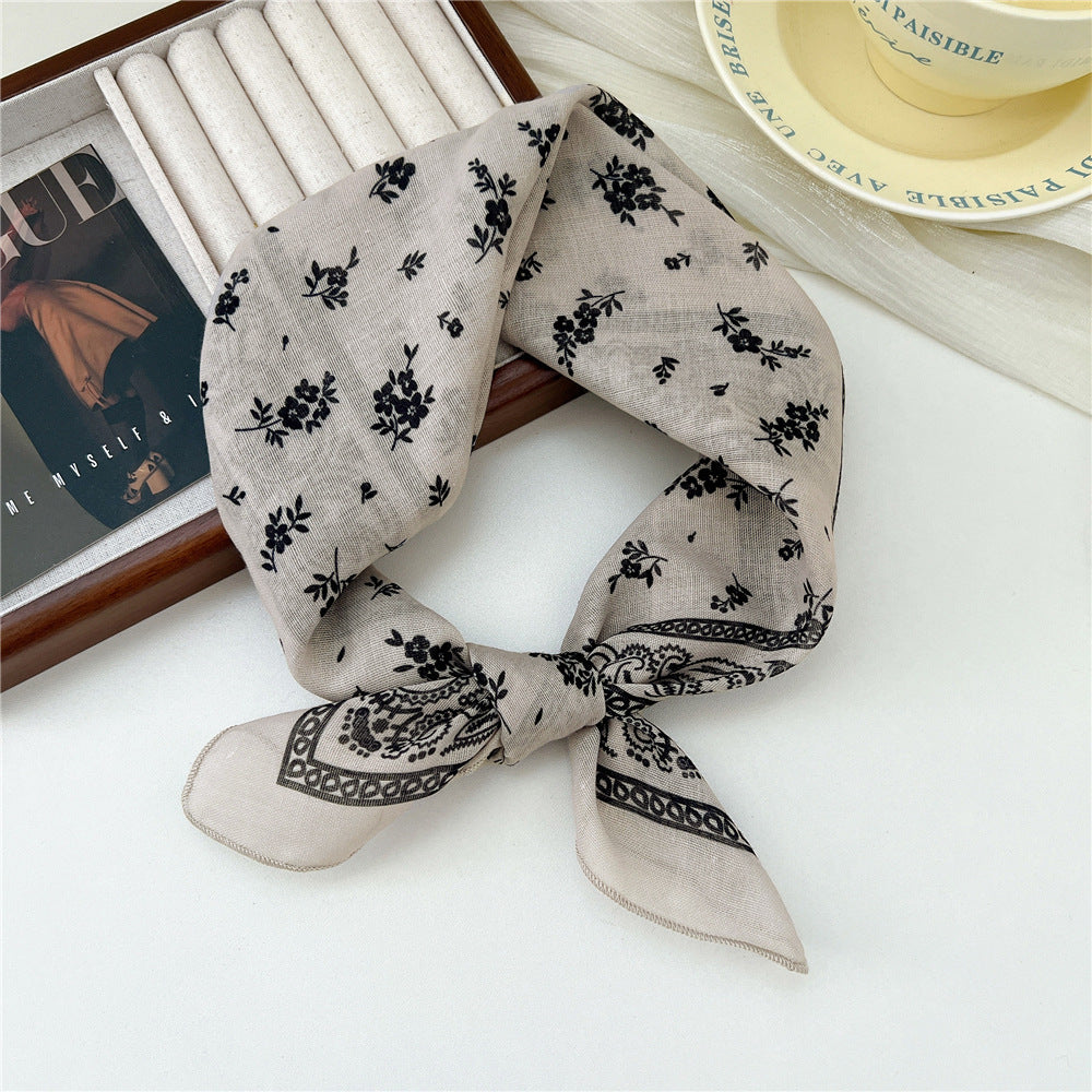 Small Square Towel Silk Female Autumn Summer Bandana Headband Scarfs