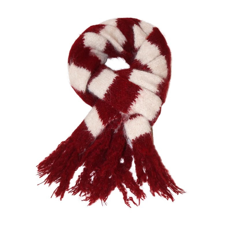 Blended Textile Striped Korean Style Atmosphere Knitted Scarfs