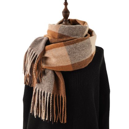 Style Plaid Winter Male Female Thickened Scarfs