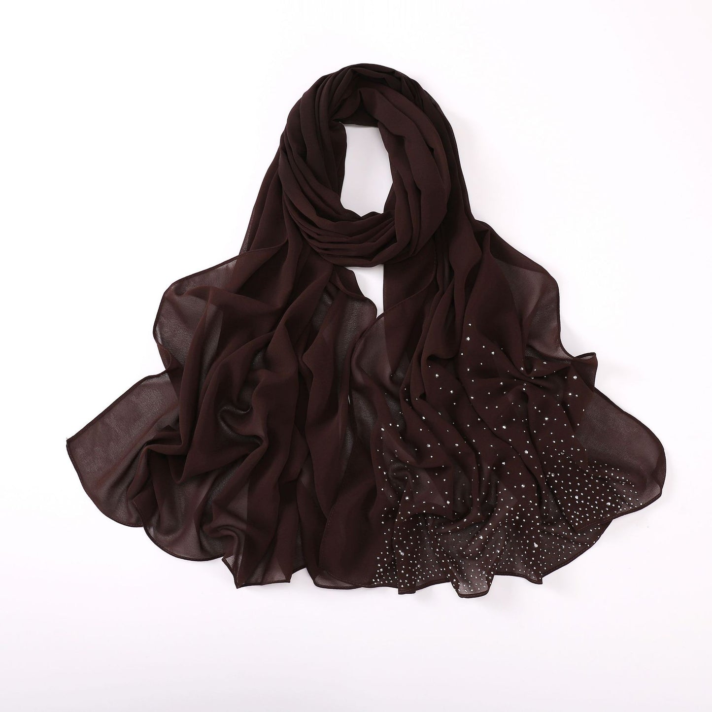 Irregular Starry Rhinestone Chiffon Hui Indonesian Scarfs