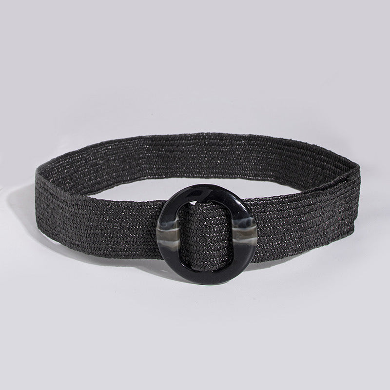 Women's Bohemian Grass Decorative Elastic Resin Buckle Belts