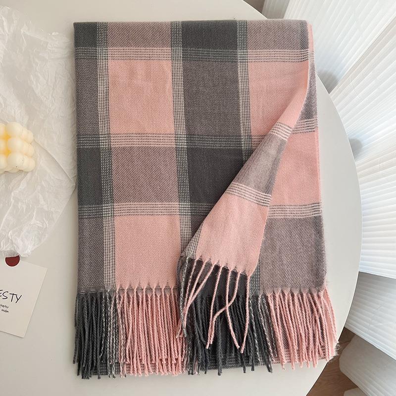 Women's & Men's Korean Style Winter Cashmere Vintage Plaid Scarfs