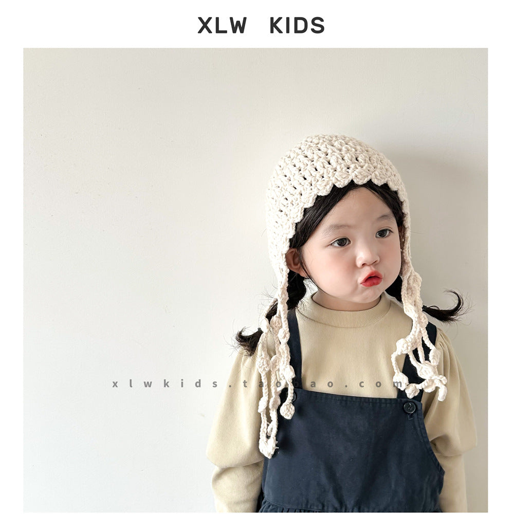 Children's Lady Style Korean Wool Hat Western Handmade Kids' Headwear