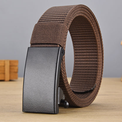 Men's Iron Automatic Buckle Nylon Waistband Outdoor Belts