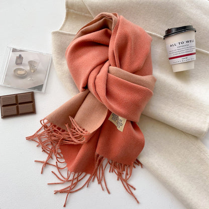 Color Artificial Cashmere Female Winter Korean Thick Warm Scarfs