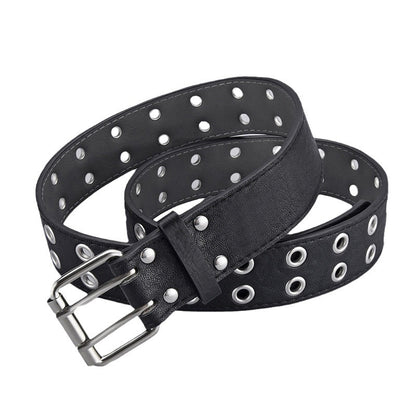 Women's & Men's Double Row Air Hole Pin Buckle Fashion Decorative Belts