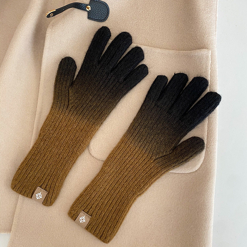 Color Open Finger Touch Screen Winter Gloves