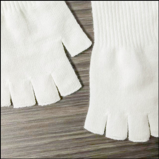 Solid Color Half Finger Writing Warm Open Gloves