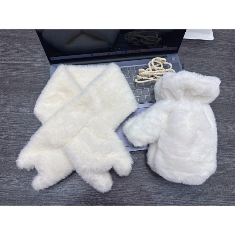 Plush Cute Korean Style Mittens Thickened Gloves