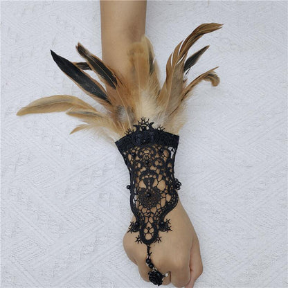 Punk Grace Feather Hook Finger Masquerade Gloves