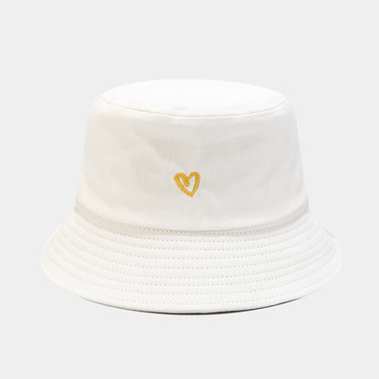 Women's Love Embroidered Cotton Bucket Hat Trendy Outdoor Hats & Caps