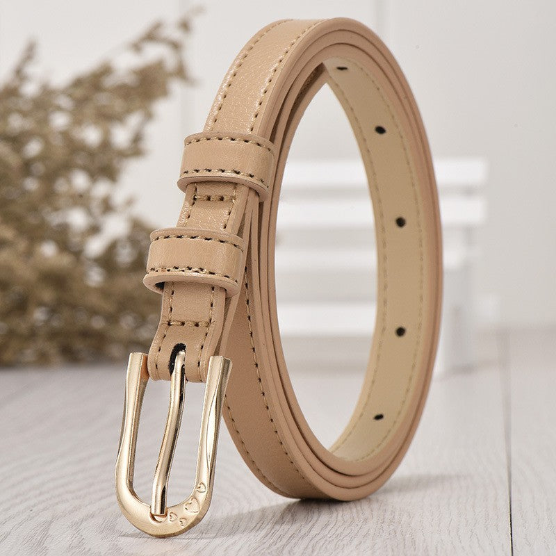 Women's Faux Leather Pin Buckle Korean Style Sweet Thin Belts