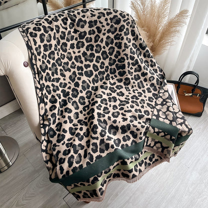 Women's Leopard Print Fashion Confident Long Thickened Warm Scarfs