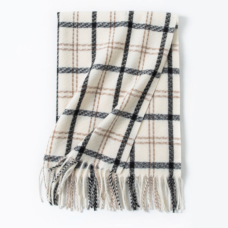 Style Sweet Warm Artificial Cashmere Plaid Couple Scarfs