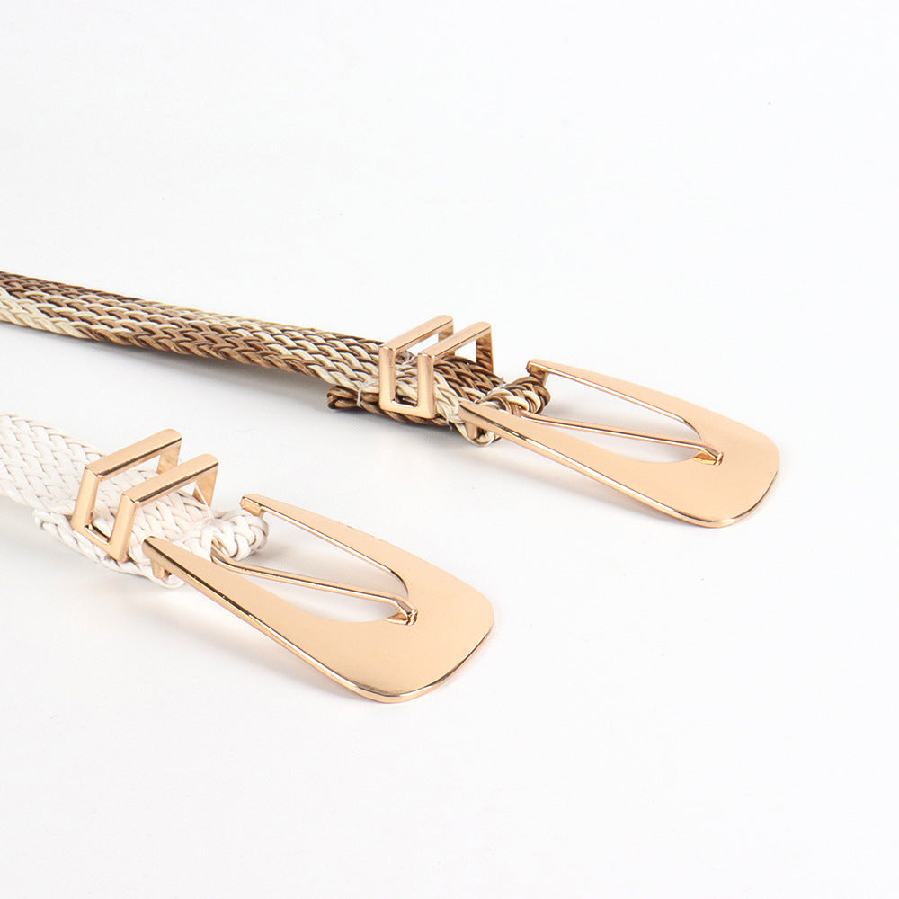 Women's Summer Grass Gold Hand-woven Irregular Metal Belts