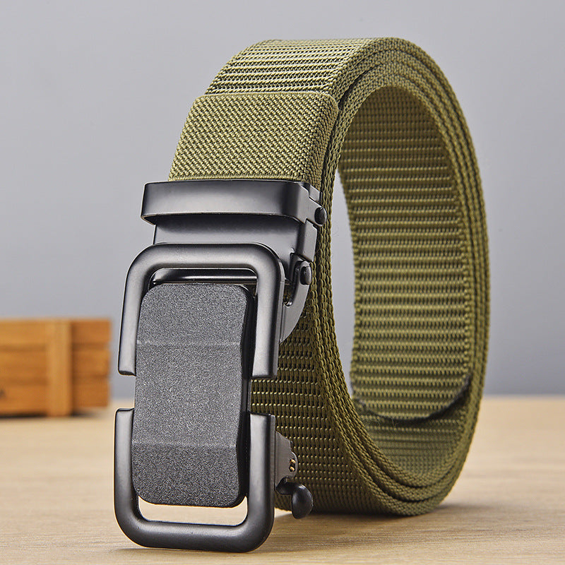 Men's Iron Automatic Buckle Nylon Waistband Outdoor Belts