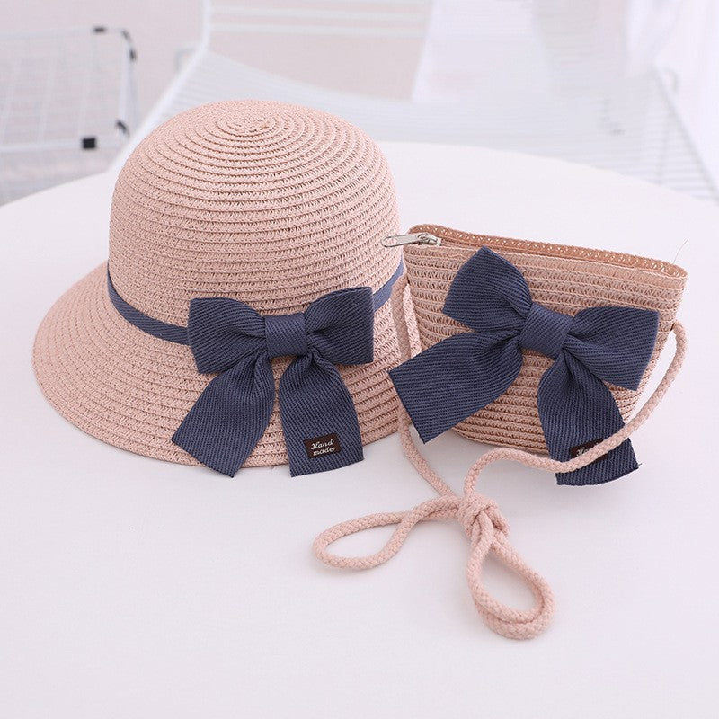 Children's Hat Straw Bow Sweet Cute Sun Kids' Headwear