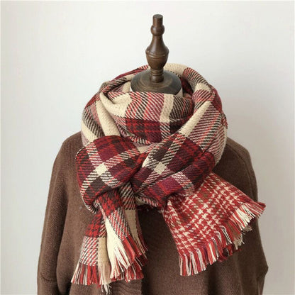 Women's Winter Thick Warm Korean Style Fashionable Plaid Scarfs