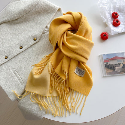 Women's Korean Double-sided Artificial Cashmere Pure Color Warm Scarfs