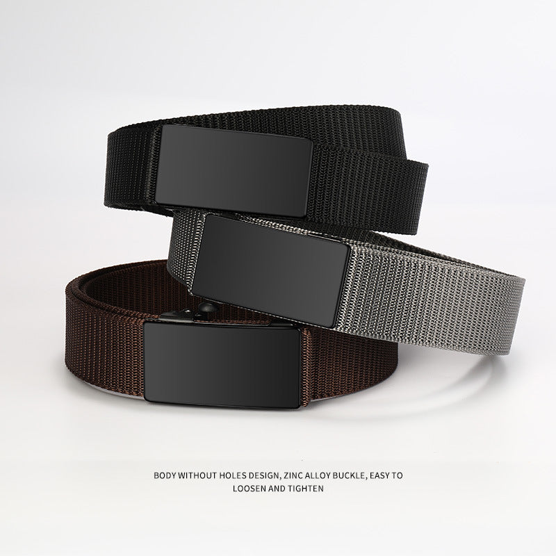 Men's Canvas Woven Toothless Automatic Buckle Casual Belts