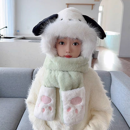 Children's Rabbit Ears Plush Thick Warm Bonnet Kids' Headwear