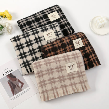 Women's Fashionable Korean Well-shaped Plaid Winter Warm Scarfs