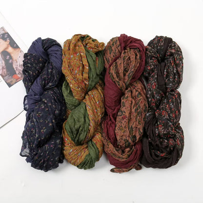 Women's Twist Pleated Simple Korean Floral Shawl Scarfs