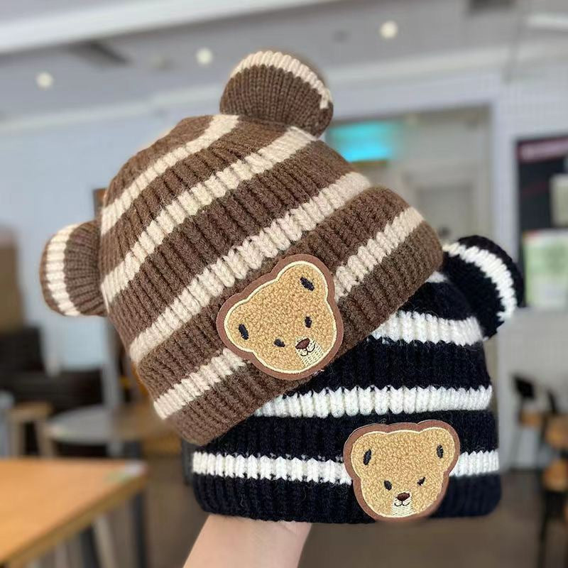 Woolen Sleeve Boys Cute Stripes Korean Kids' Headwear