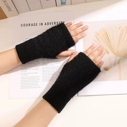 Female Winter Thickened Fleece Warm Writing Gloves