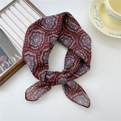 Women's Linen Small Square Towel Neck Decorative Scarfs