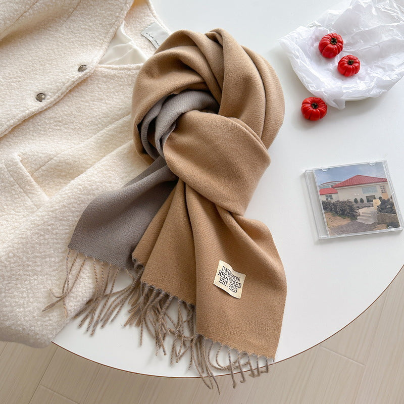 Women's Korean Double-sided Artificial Cashmere Pure Color Warm Scarfs