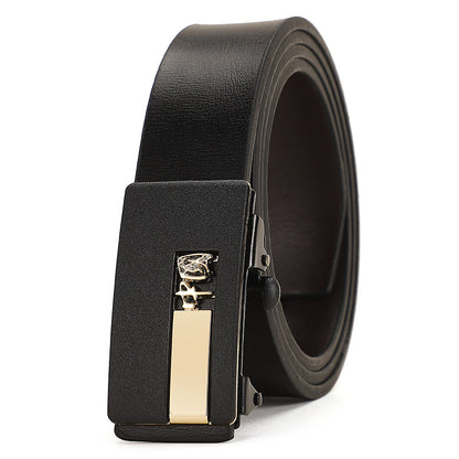 Men's Leather Inner Wear Pattern Toothless Automatic Buckle Belts