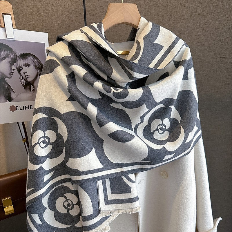 Women's Artificial Cashmere Korean Printed Elegant Warm Scarfs