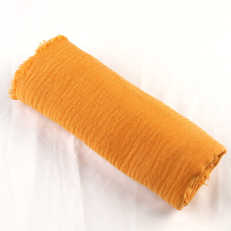 Pleated Rayon Four Sides Wool Tassel Scarfs