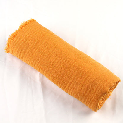 Pleated Rayon Four Sides Wool Tassel Scarfs