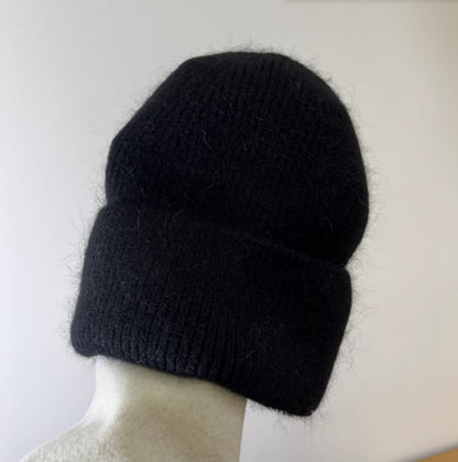 Rabbit Woolen Knit Female Fashionable Face Hats & Caps