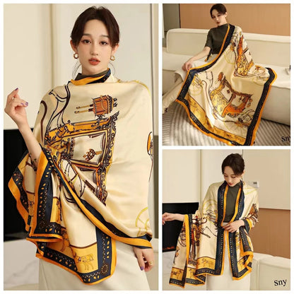 Women's Silk Satin Fashionable Western Style Long Scarfs