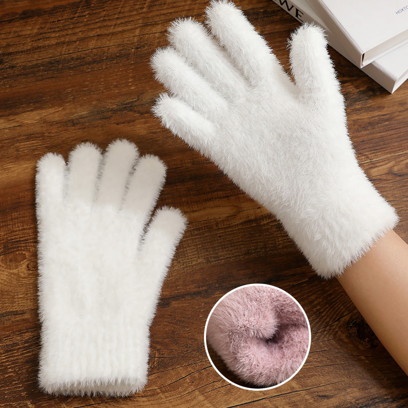 Color Cute Warm Fluffy Soft Glutinous Gloves