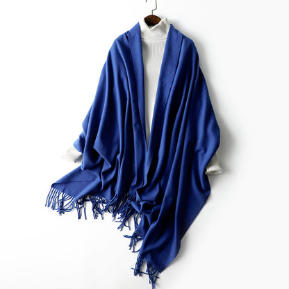 Women's Korean Solid Color Long Thickened Wool Scarfs