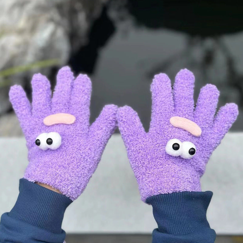 Funny Five Finger Candy Color Coral Gloves