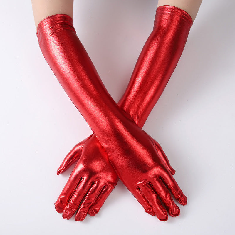 Women's Sexy Patent Leather Holiday Performance Etiquette Gloves